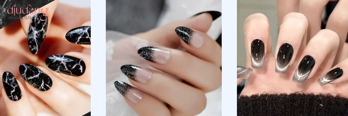 Nâng tầm đẳng cấp với các mẫu nail đẹp đen trắng đính đá & hiệu ứng