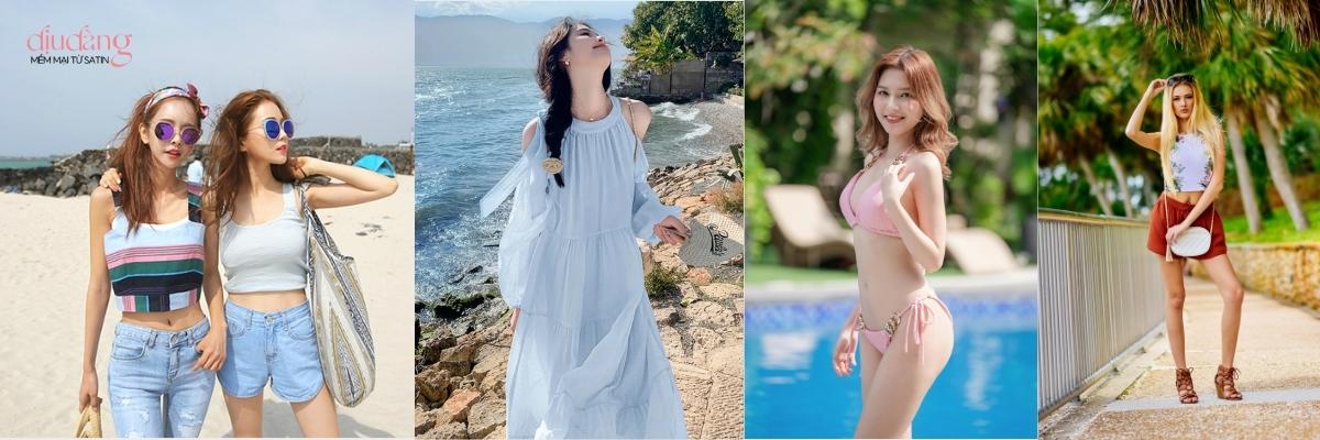 Bikini-Váy Maxi-Set Áo Croptop đi biển