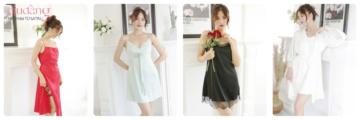 Các kiểu dáng váy ngủ nữ lụa satin phổ biến